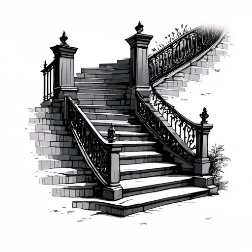 15 Stairs Staircase To Heaven Holding Hands Sleek Black And Grey Gates