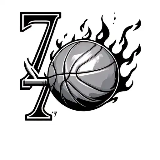 Sai Piercing The Number 7 And A Basketball Ball On Fire