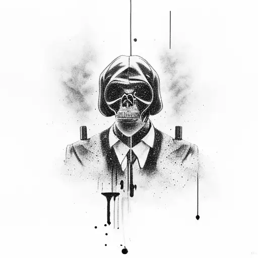 Designing A Realistic Black And Grey Portrait Of A Famous Gangster Holding A Gun