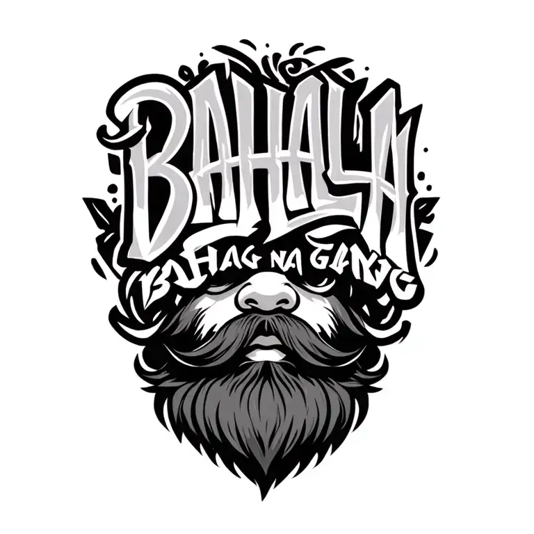 Viging With Beard Head Bahala Na Gang Letters Around It