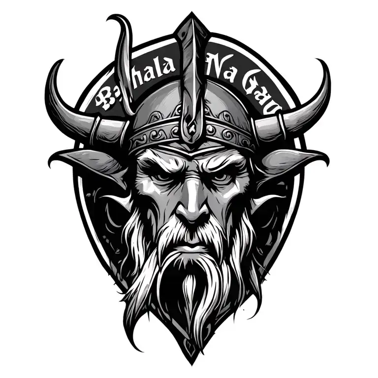 Viking Head Bahala Na Gang Old English Letters Around It