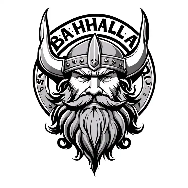 Head Of A Viking With Thick Beard Bahala Na Gang Old English Letters Around It