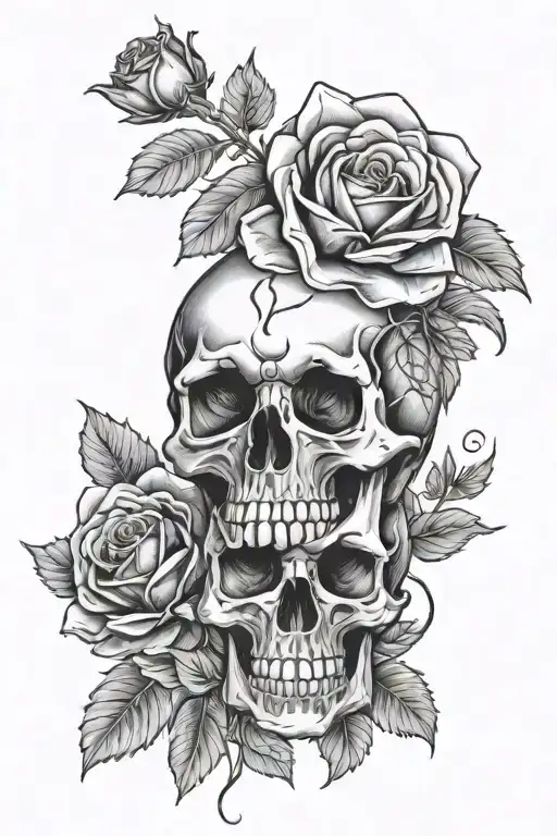 Skull And Roses Skull Pain