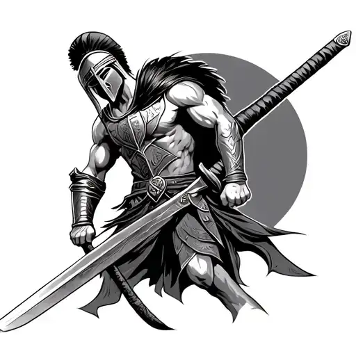 Spartan Warrior Wielding A Sword