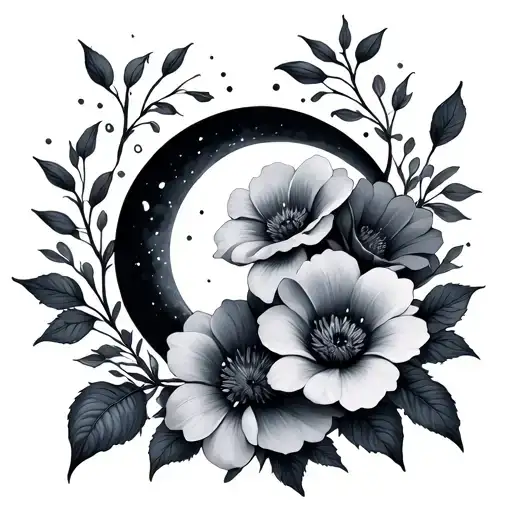 Flowers With Moon