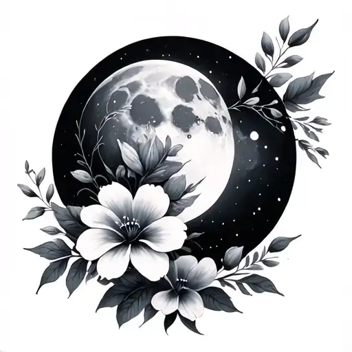 Flowers With Moon