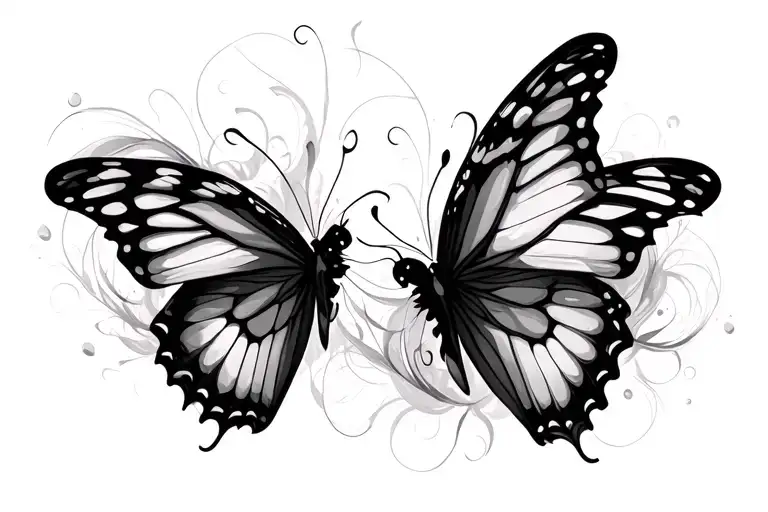 2 Abstract Butterflies Flying Away
