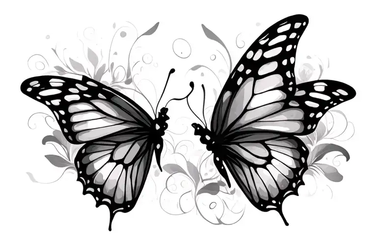 2 Abstract Butterflies Flying Away