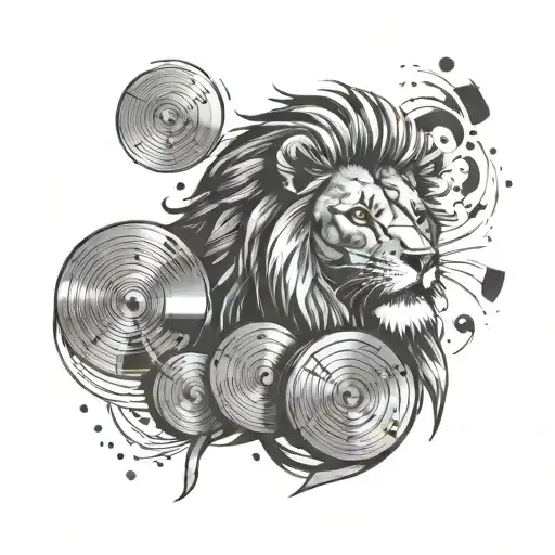 Lion With Cd Discs Falling