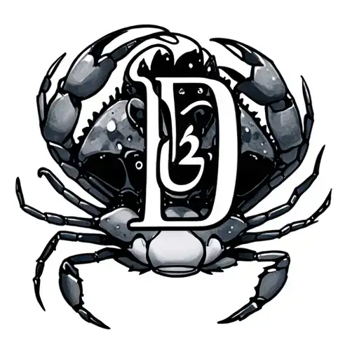 A Small Tattoo For A Girl On Forearm With A Stylish D Initial With Roman 1-2 And A Cute Little Crab