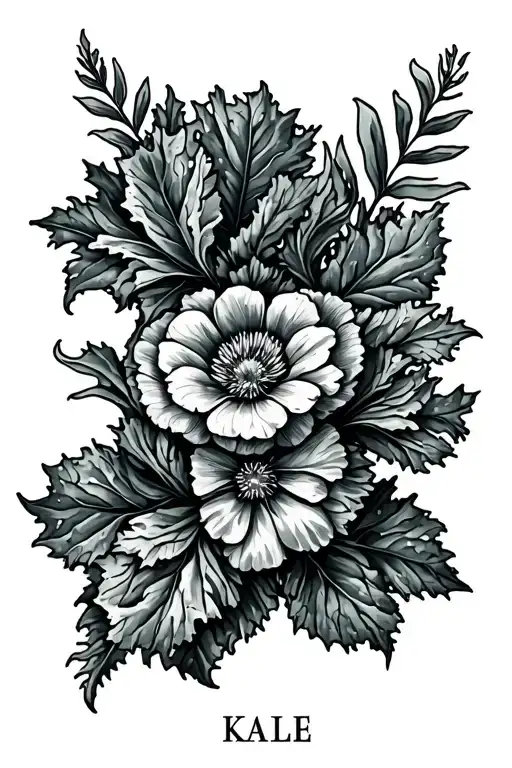 The Name Kale As A Spine Tattoo Floral Design