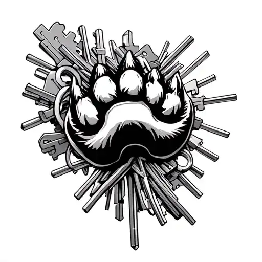 Fox Paw On The Background Of A Bunch Of Keys