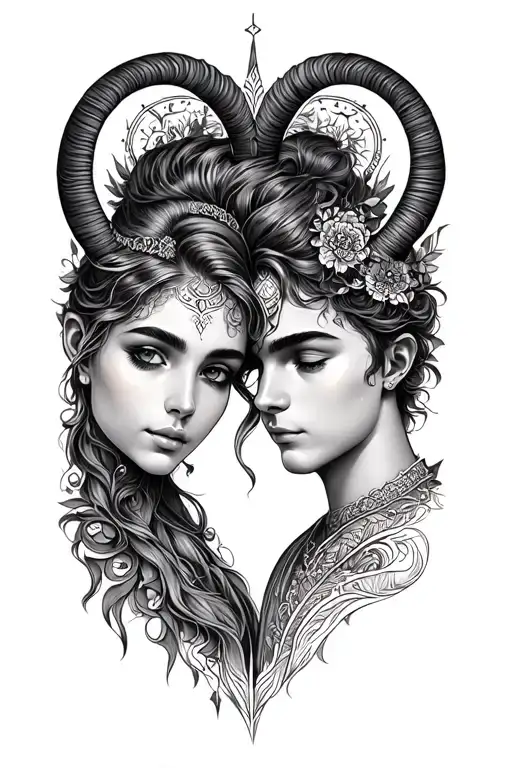Couple Tattoo Design For Virgo Girl And Capricorn Boy