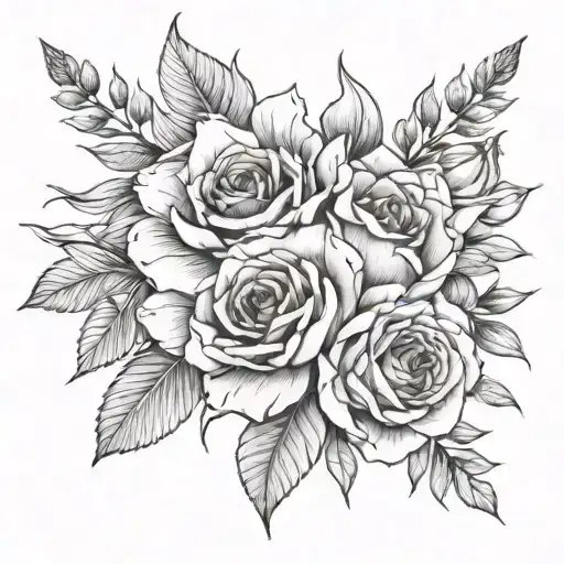 Simple Fine Line Bouqet With Jan Mar Sept