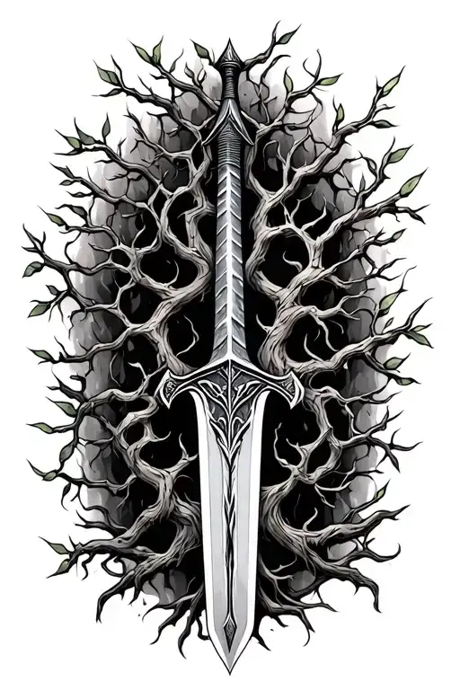 Arya Stark's Sword Intertwined Willow Tree