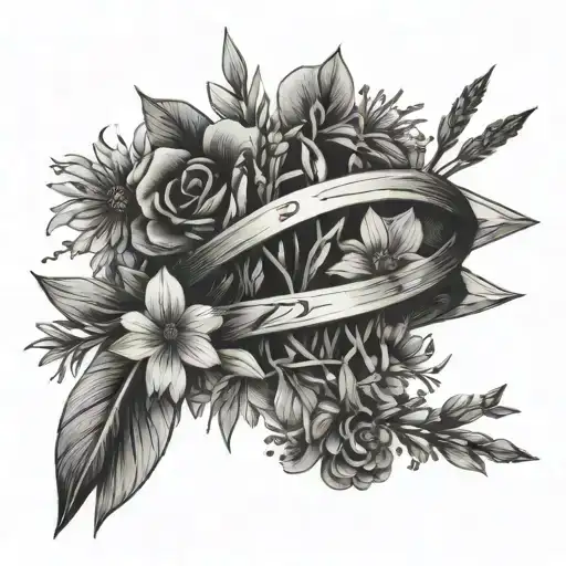 Wrap Around Wrist Tattoo Of An Arrow With Wild Flowers Growing Out Of It
