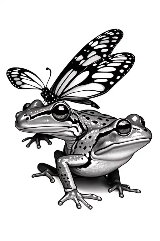 Frog And Butterfly Perched