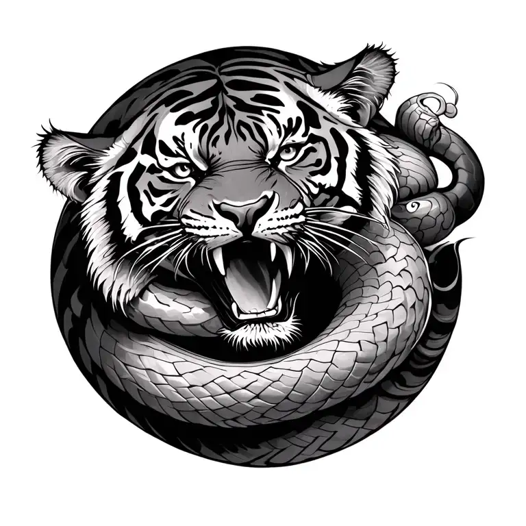 Tiger Fighting Serpent