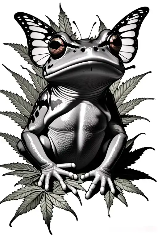 Frog And Butterfly Smokin Weed