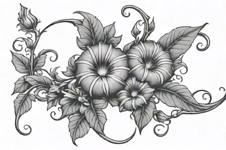 Morning Glory Vine With Aster Flower Underbust