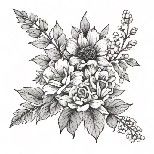 Bouquet Of March April August November And December Birth Flowers