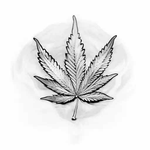 A Mystical Marijuana Leaf Intertwined With Elements Of Nature
