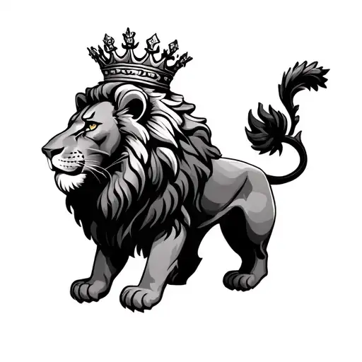 A Lion With A Crown Hanging