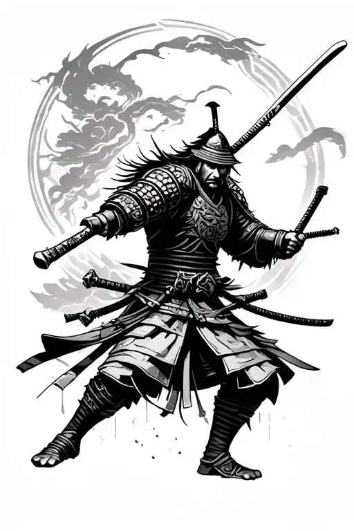 Samurai Warrior Battling