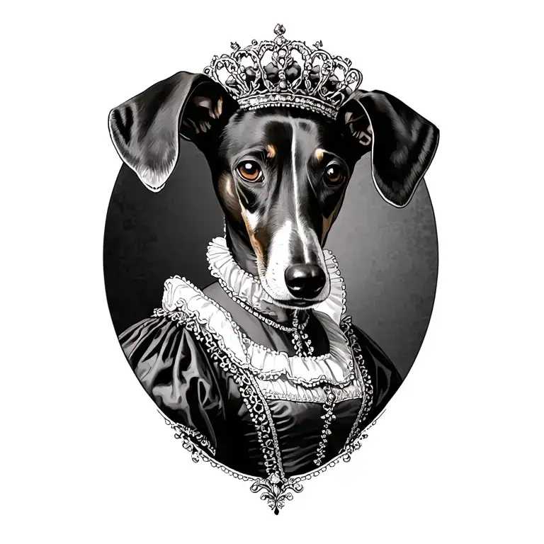 Greyhound Dressed As Marie Antoinette
