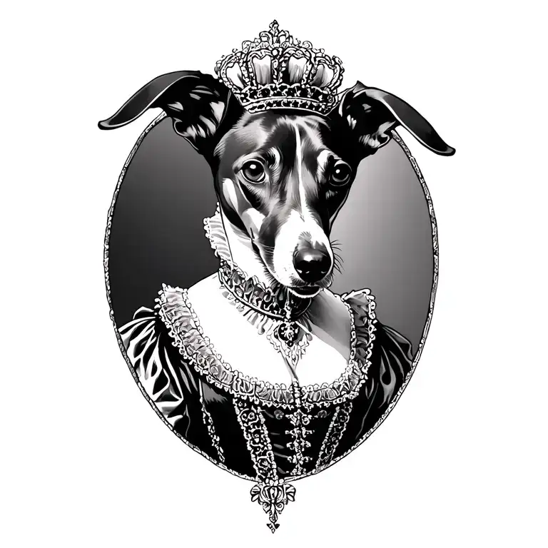 Greyhound Dressed As Marie Antoinette
