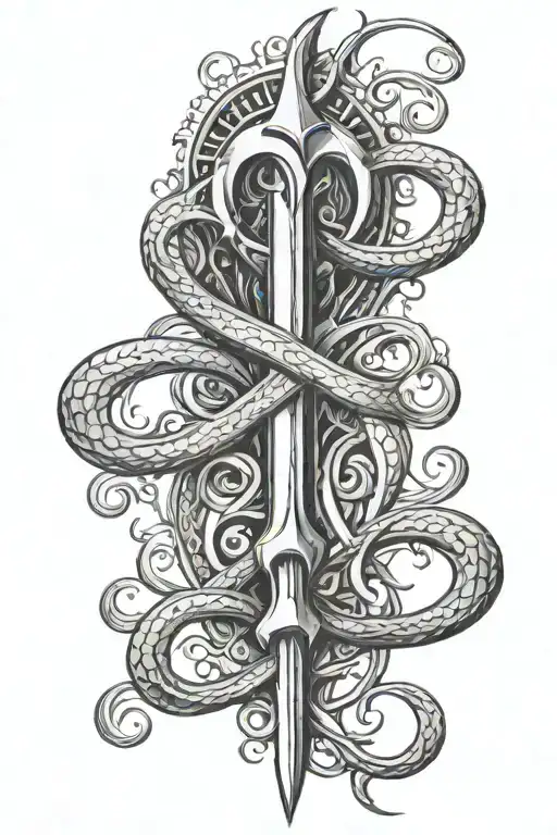 Trident With Infinity Symbol Intertwined