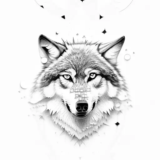 Howling Wolf With Diamond Backdrop