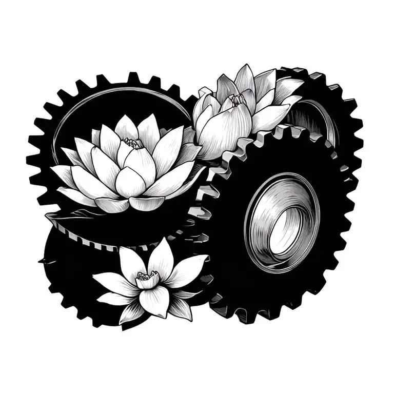 Cogwheel With Lotus Flower Inside