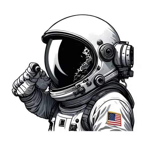 Astronaut With A Broken Helmet Minimalism Style Draw