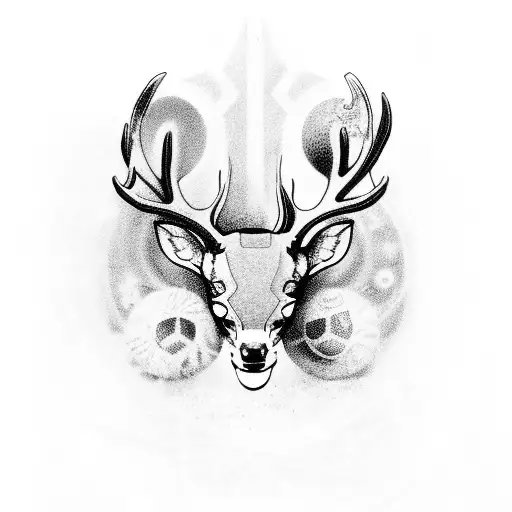 A Mystical Trance Scene With A Deer And Turtle Surrounded By Swirling Patterns