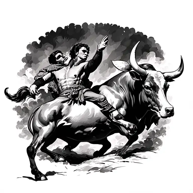 Spanish Bull Fight Scene