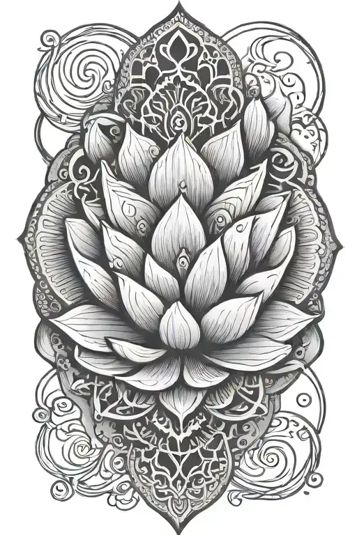 Unalome Symbol With Lotus