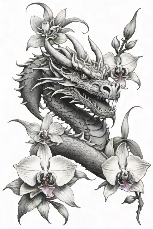 Dragon In Orchids
