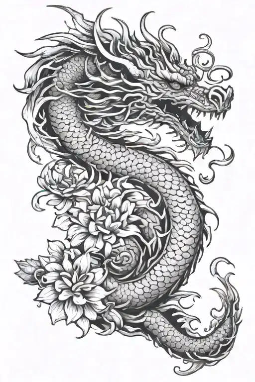 Dragon In Chrysanthemums