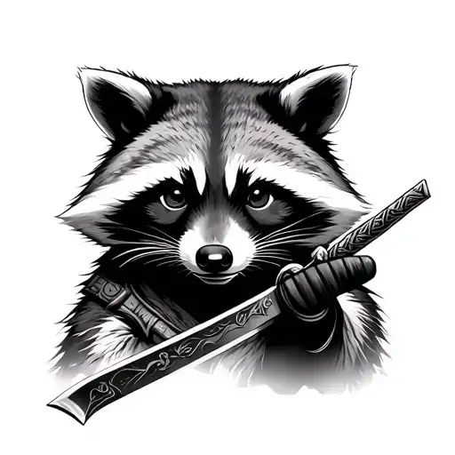 Raccoon Samurai Sword