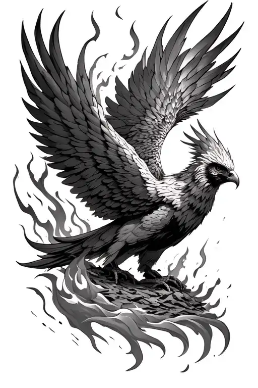 Phoenix Rising From Ashes And Fire Coming