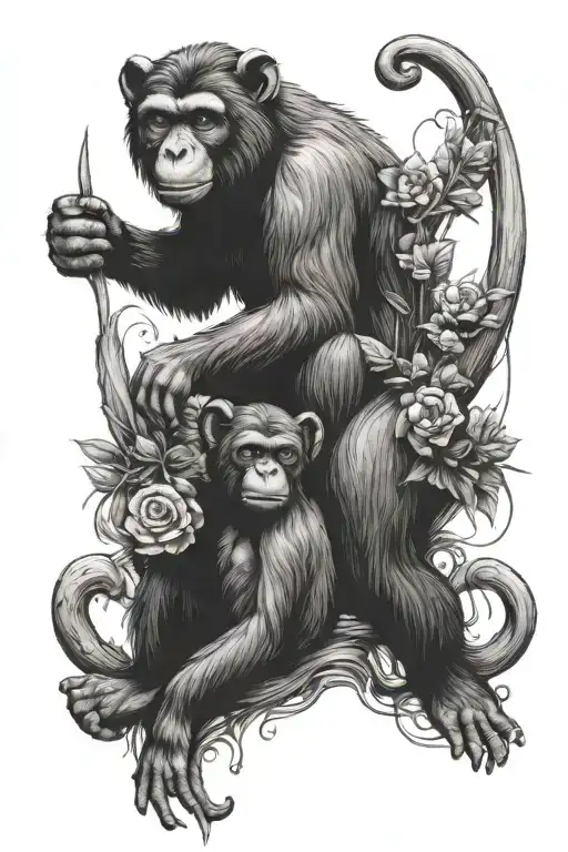 Monkey And Bear Together