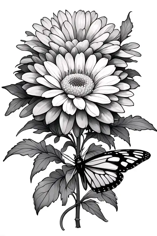 Chrysanthemum And Butterfly