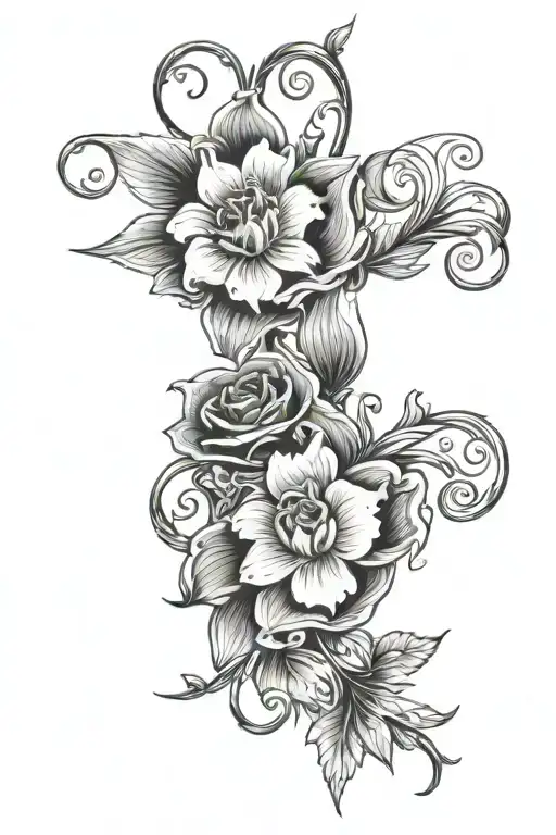 Flower With Vines And A Scroll Saying Most Ardently