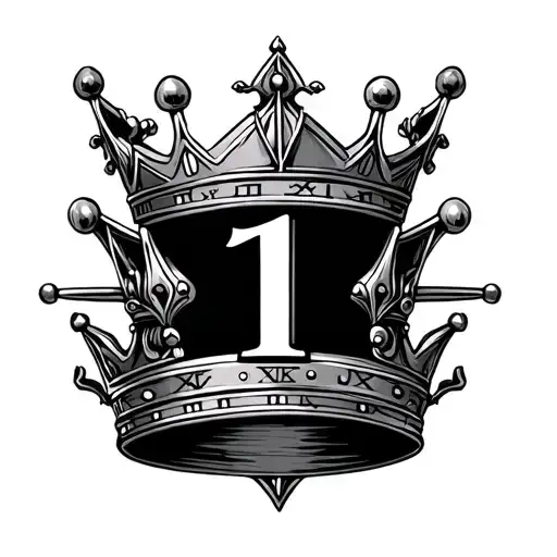 King's Crown With Roman Numeral 1