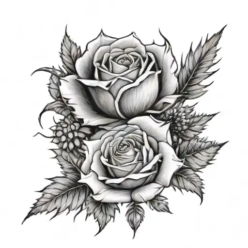 Rose With Thistles Behind It