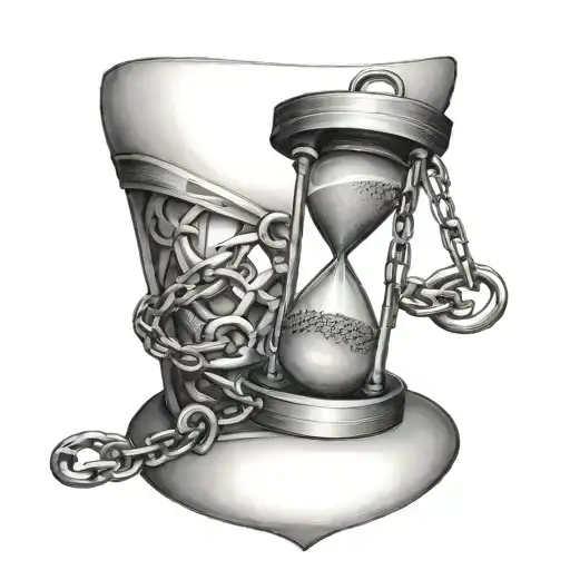 Hourglass Red Sand Wrapped Up By A Lot Of Chains