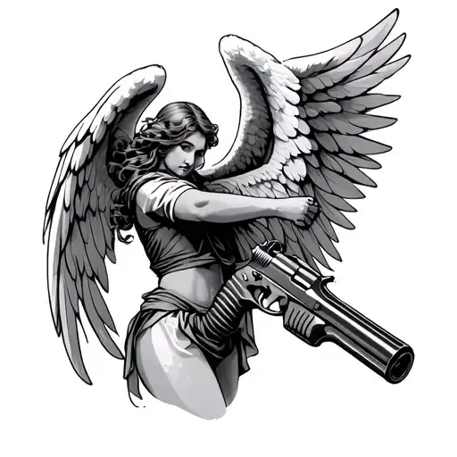 Angel Holding Gun