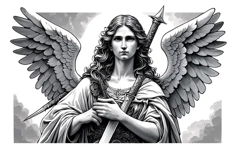 Angel Holding A Sword Going