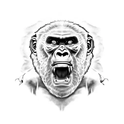 Biomechanical Gorilla Angry Roar Skull